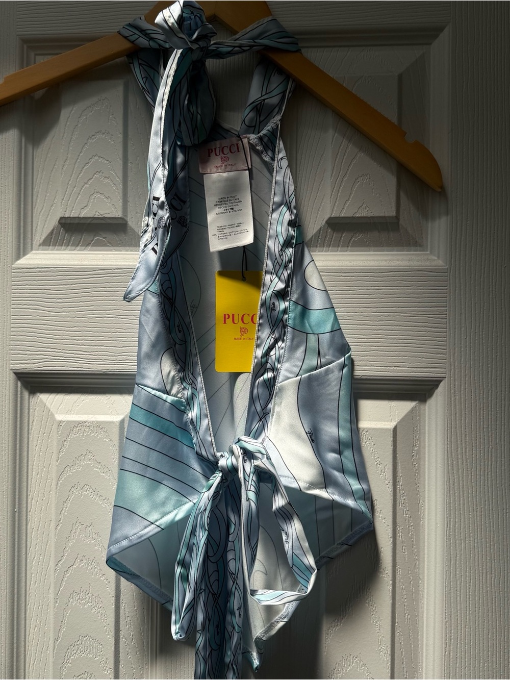 Pucci Light Blue and White Silk Scarf Top - Picture 3 of 10